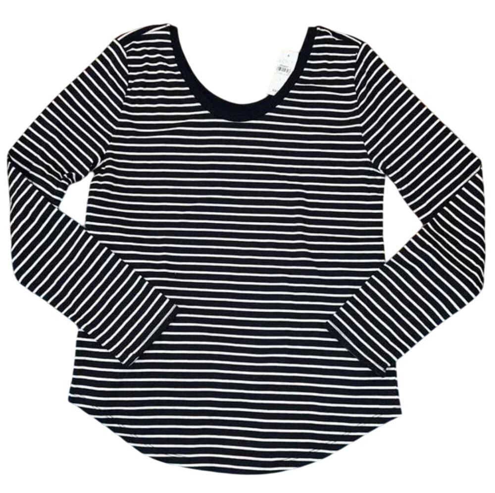 NWT LOFT Navy & White Scoop Neck Striped Long Sleeve Tee - SIZE LARGE
